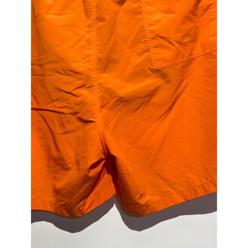Nautica Mens Orange Solid Swim Trunks Elastic Waist Board Shorts Logo